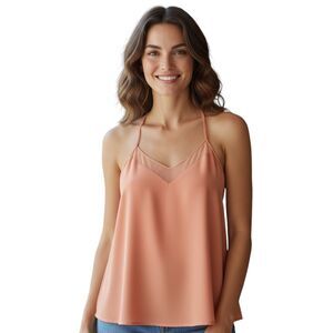 Intimately Free People X-Small Coral Pink Camisole Mesh Panel Racerback